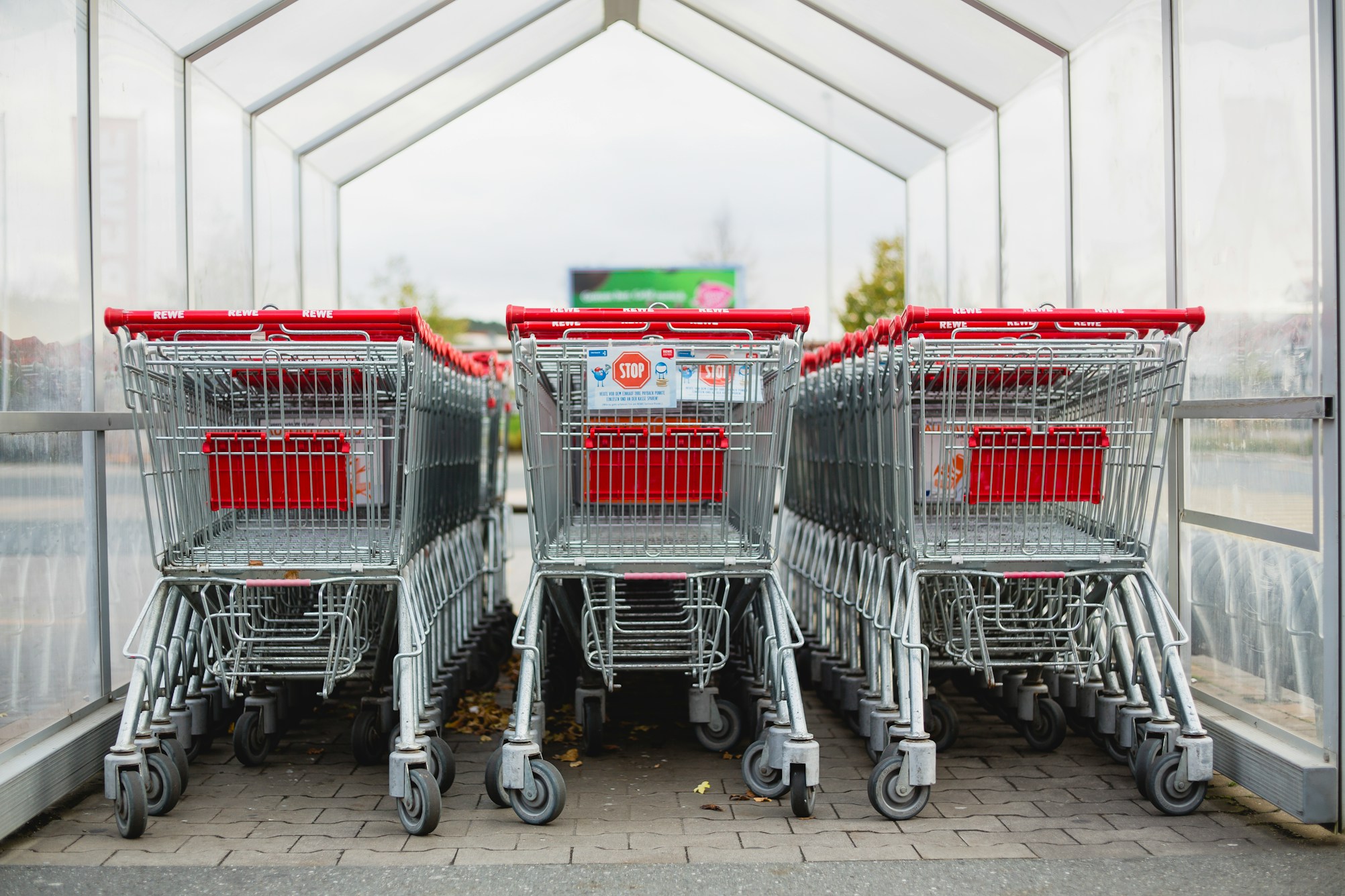 Shopping carts in supermarket